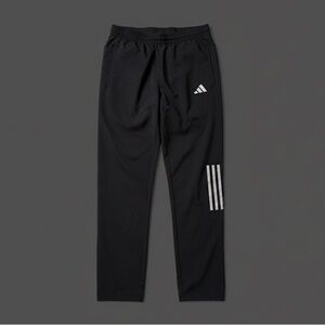 Adidas Men's Black Joggers with White Stripes